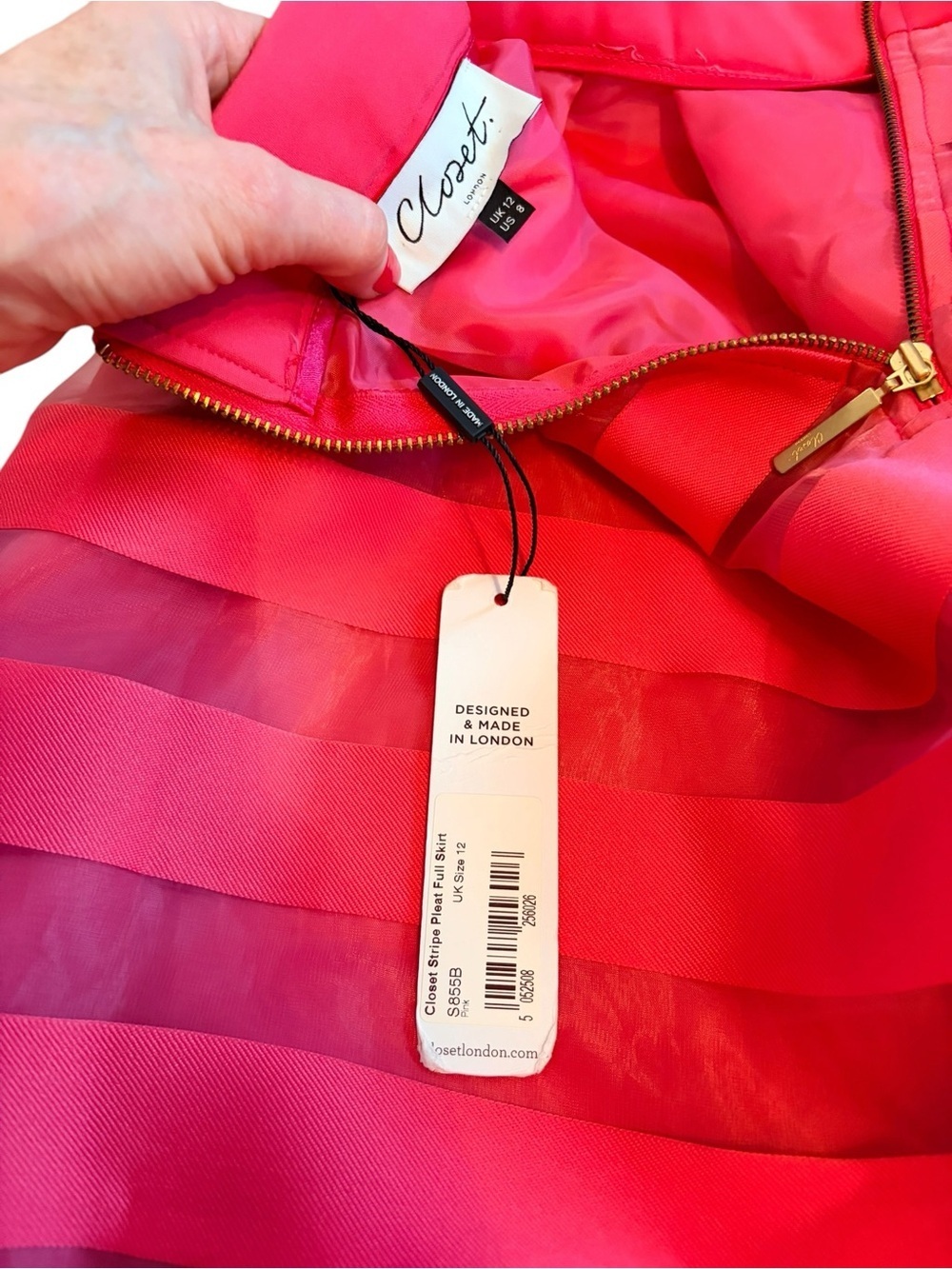 Closet London Fuchsia Striped A-Line Skirt - Picture 3 of 8